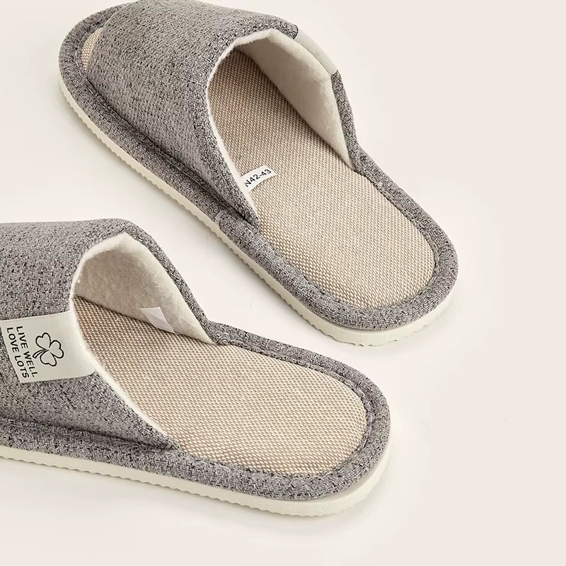 Home Linen Slippers for Men in Spring&Autumn Comfortable Bedroom Open-Toed&Breathable Slippers Men'S & Women'S Shoes Summer