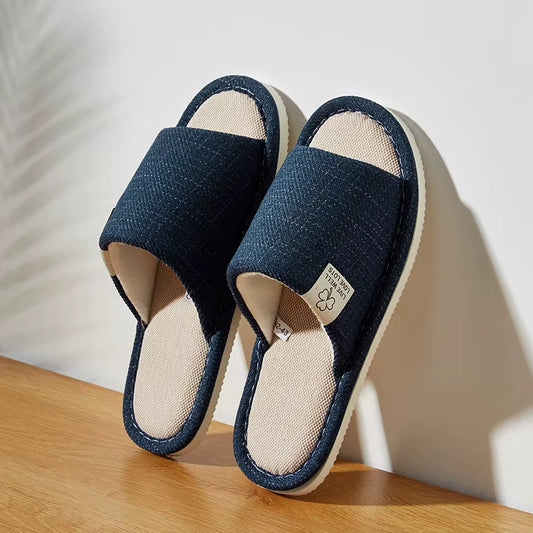 Home Linen Slippers for Men in Spring&Autumn Comfortable Bedroom Open-Toed&Breathable Slippers Men'S & Women'S Shoes Summer
